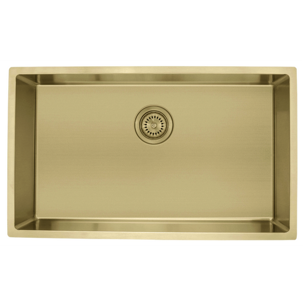 Modern National 760 x 440 x 200mm Coloured Single Bowl Sink 66L - Gold (Light Gold)