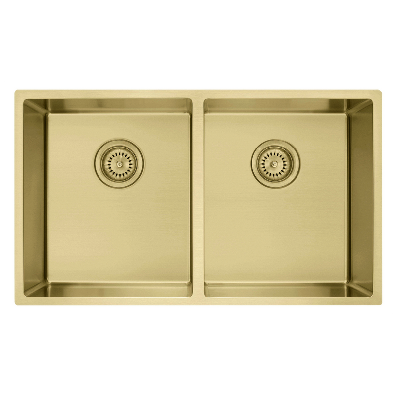 Modern National Coloured Double Bowl Sink 75L - Gold (Light Gold) — M-S213LG