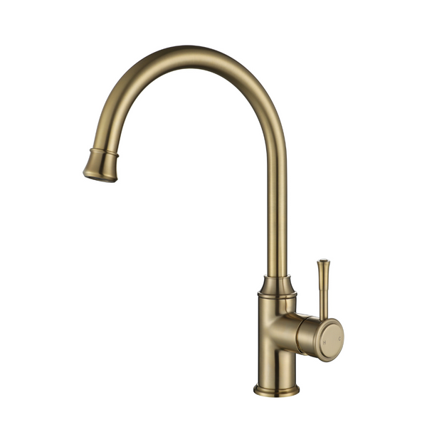 Modern National Montpellier Goose Neck Kitchen Mixer - Brushed Gold (Brushed Bronze)