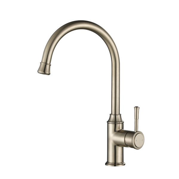 Modern National Montpellier Goose Neck Kitchen Mixer - Warm Brushed Nickel