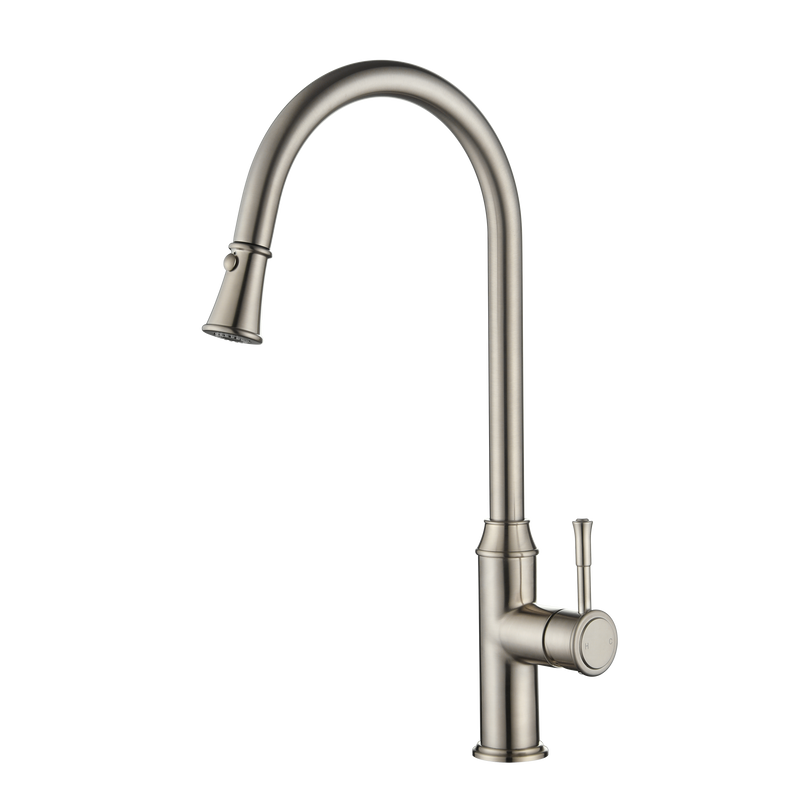 Modern National Montpellier Traditional Pull-Out Kitchen Sink Mixer - Warm Brushed Nickel — MON005BN