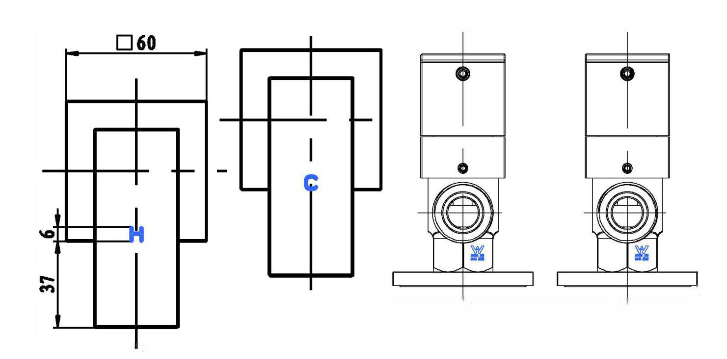 Modern National Washing Machine Stops 1/4 Turn — measurement drawing (WMS018-4-Line-Drawing.bmp)