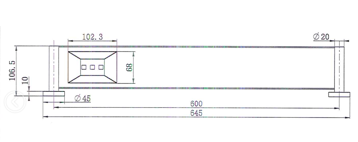 Modern National Mirage Metal Shelf — measurement drawing (MIR90-2DRAWING.png)