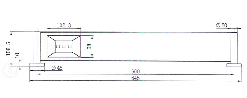 Modern National Mirage Metal Shelf — measurement drawing (MIR90-2DRAWING.png)