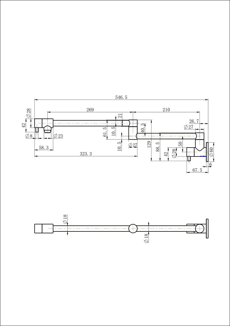 Modern National Star Mini Kitchen Pot Filler — measurement drawing (STRM020-20144W-01-LINE-DRAWING-1.jpg)