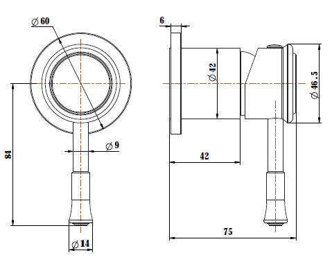 Modern National Montpellier Shower Mixer — measurement drawing (MON008-1-Line-Drawing.png)