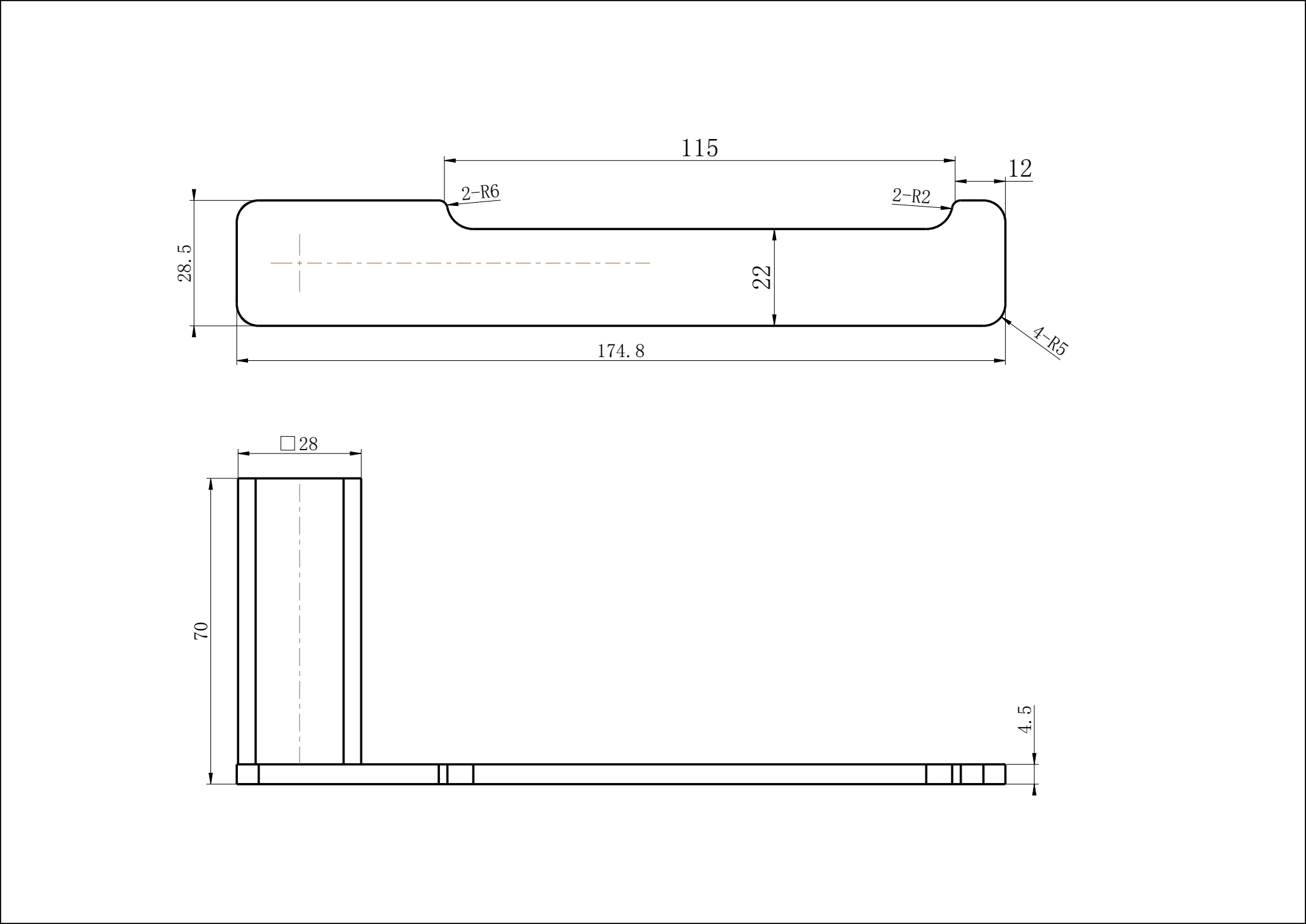 Modern National Nova Toilet Paper Holder — measurement drawing (NVA51-1-1951-3-LINE-DRAWING-1.png)