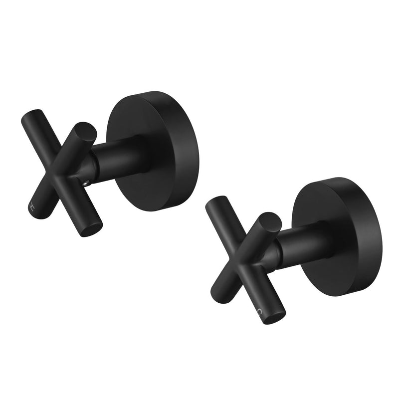 Modern National Cross Handle Ryker Wall Tap Set 1/4 Turn - Matte Black — RYK017BK