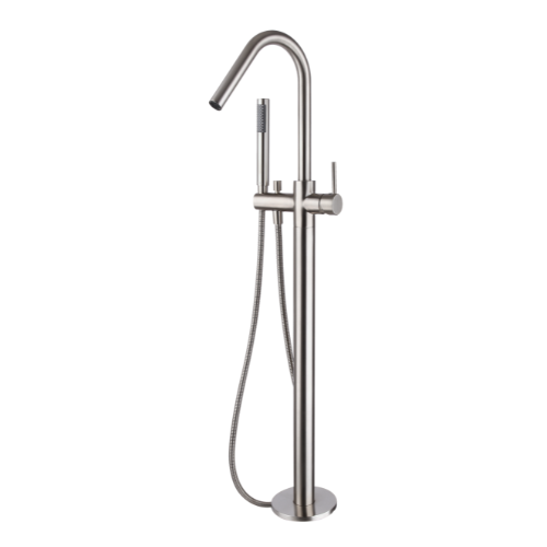 Modern National Star Freestanding Bath Mixer with Hand Shower - Brushed Chrome — STR012BC