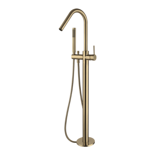 Modern National Star Round Floor Mixer with Hand Shower - Brushed Gold (Brushed Bronze) — STR012BM