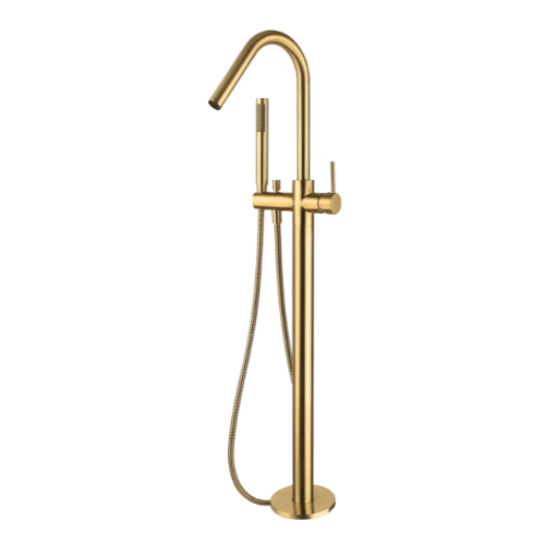 Modern National Star Freestanding Bath Mixer with Hand Shower - Polished Gold (Polished Brass) — STR012PB