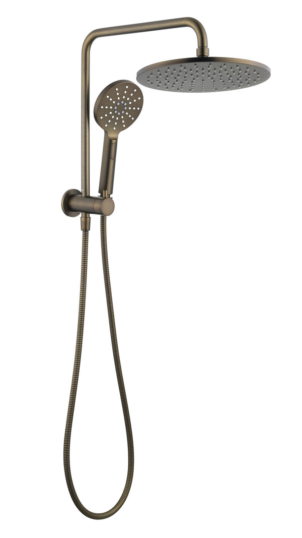 Modern National Star Mini 2-in-1 Half Rail Twin Combination Shower - Antique Brass