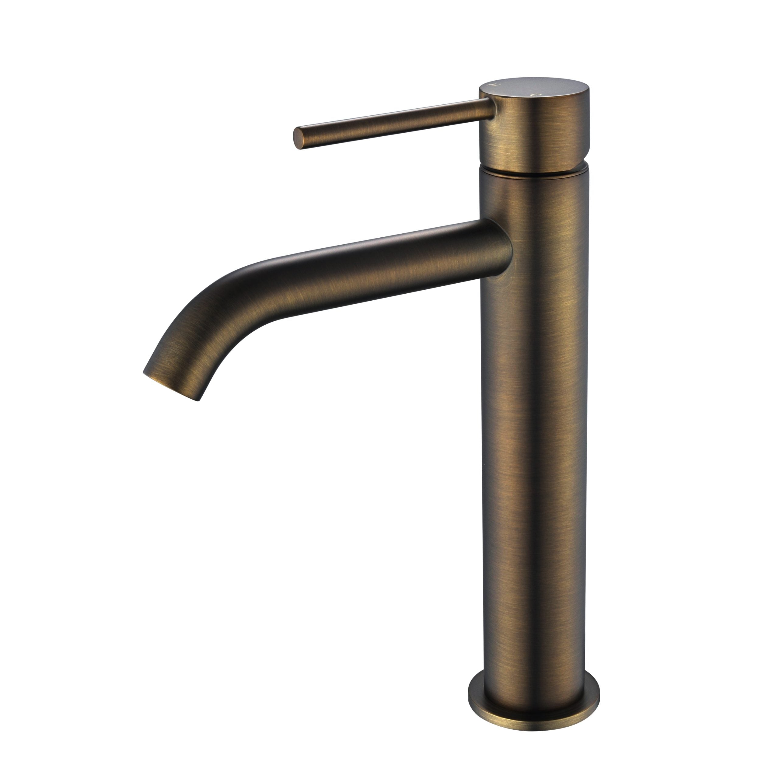 Modern National Star Mini Mid-Rise Basin Mixer Curved Spout - Antique Brass — STRM001.5-1AB