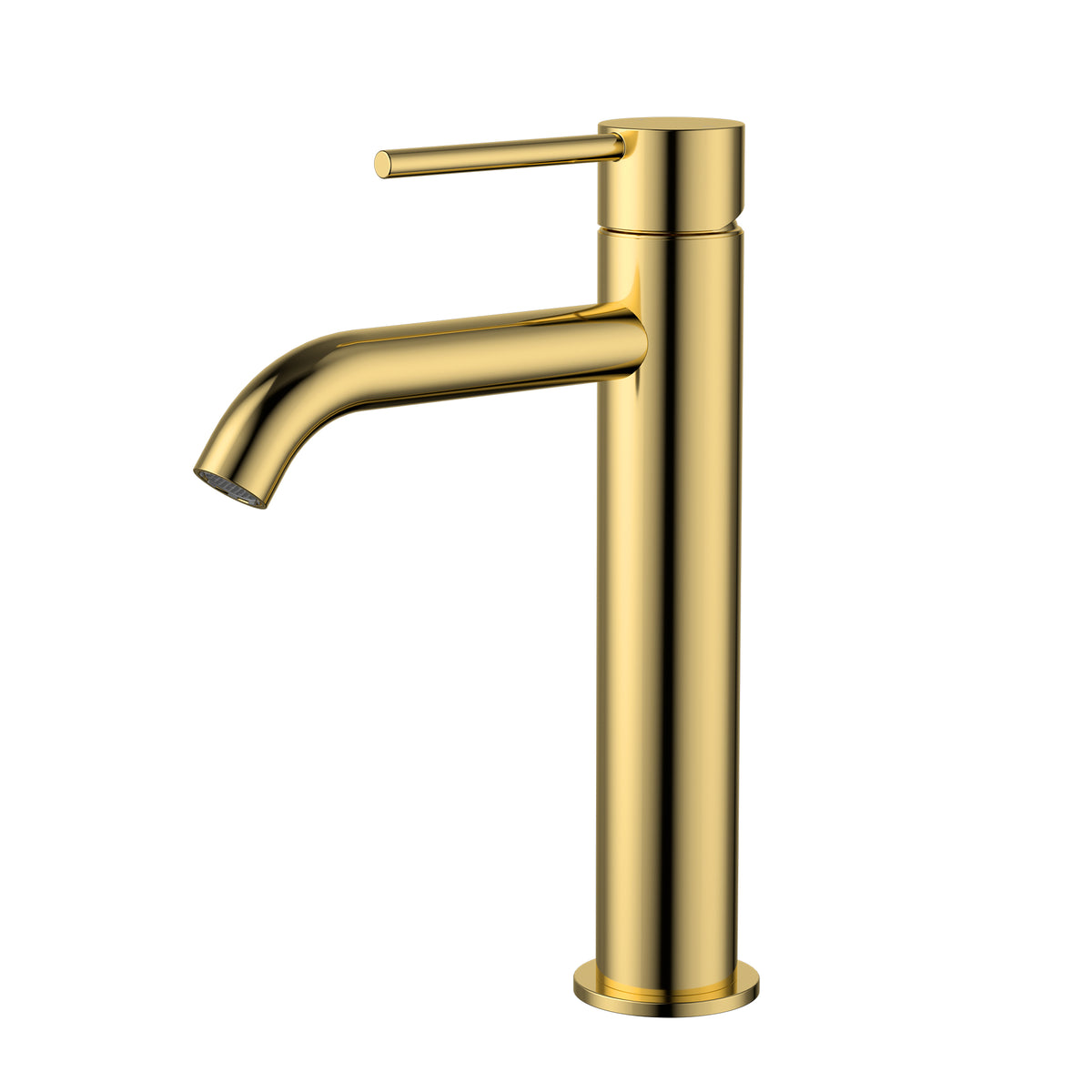 Modern National Star Mini Mid-Rise Basin Mixer Curved Spout - Polished Gold (Polished Brass) — STRM001.5-1PB
