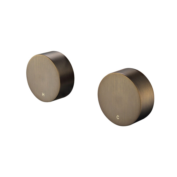 Modern National Star Mini Round Wall Tap Assemblies 1/4 Turn - Antique Brass