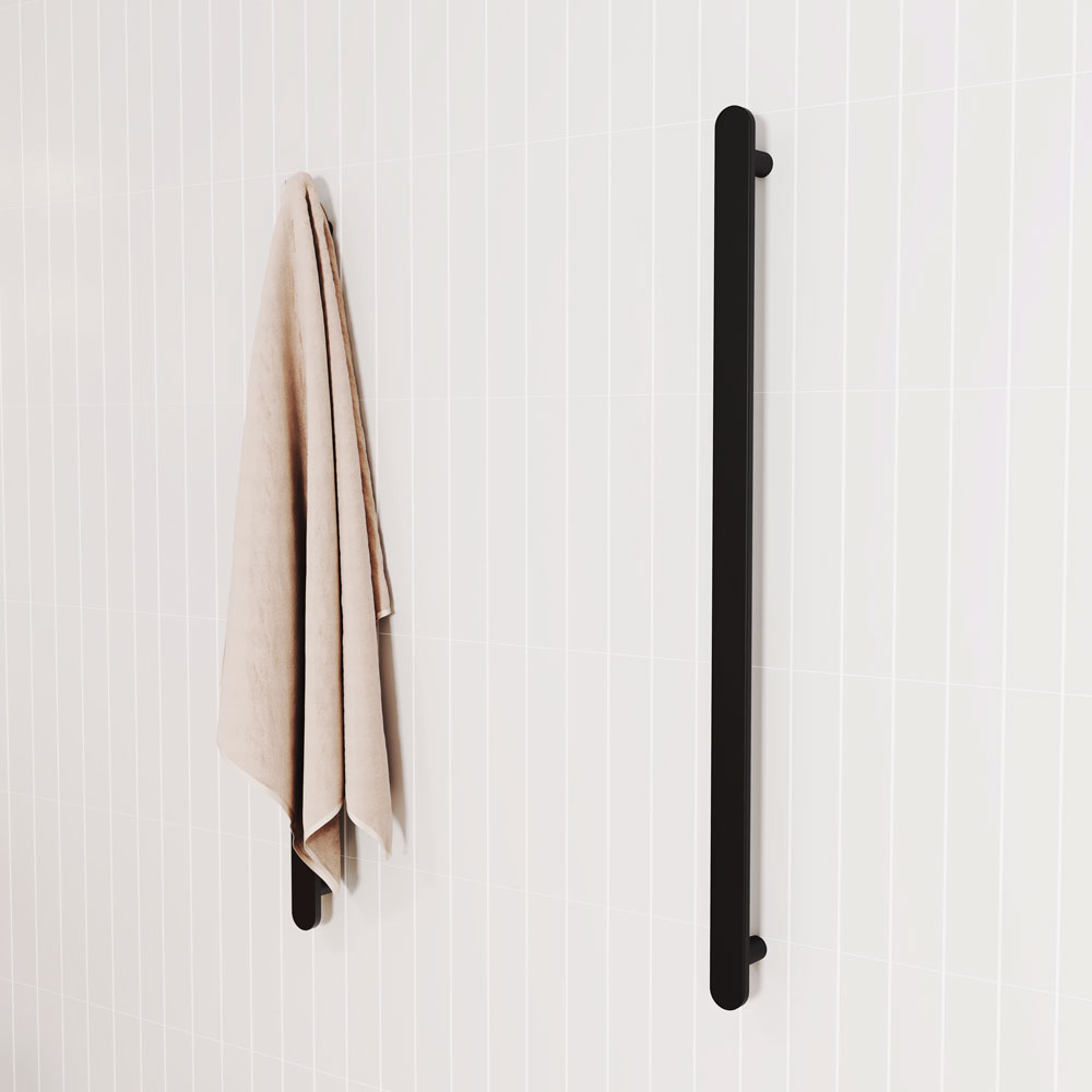 Empire Slim Vertical Heated Towel Rail, 60 x 900mm, Matte Black - product view 4