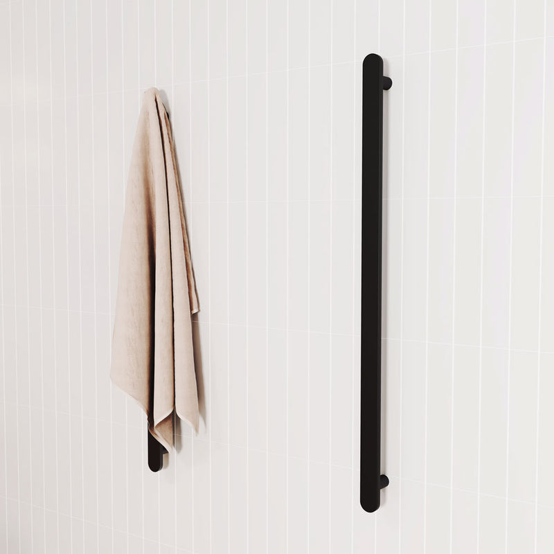 Empire Slim Vertical Heated Towel Rail, 60 x 900mm, Matte Black - product view 4