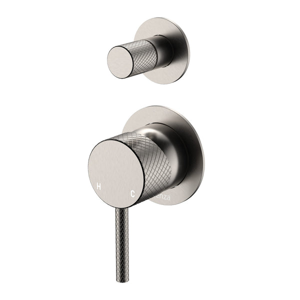 Fienza Axle Wall Diverter Mixer Small Round Plates - Brushed Nickel