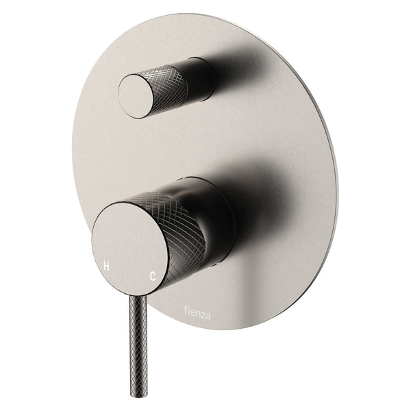 Fienza Axle Wall Diverter Mixer Large Round Plate - Brushed Nickel