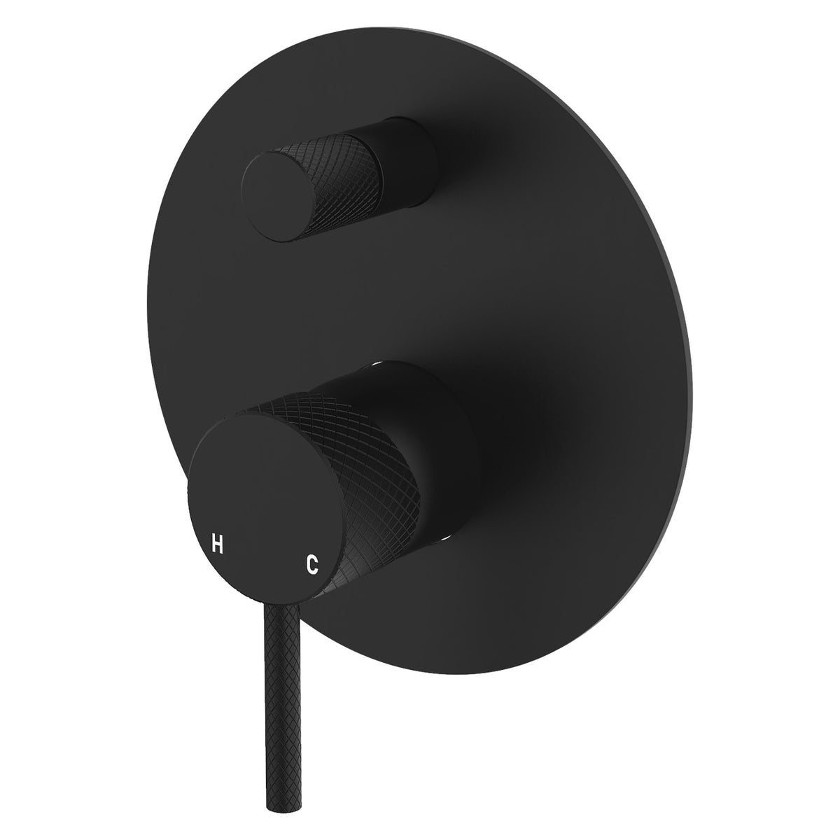 Fienza Axle Wall Diverter Mixer, Large Round Plate - Matte Black