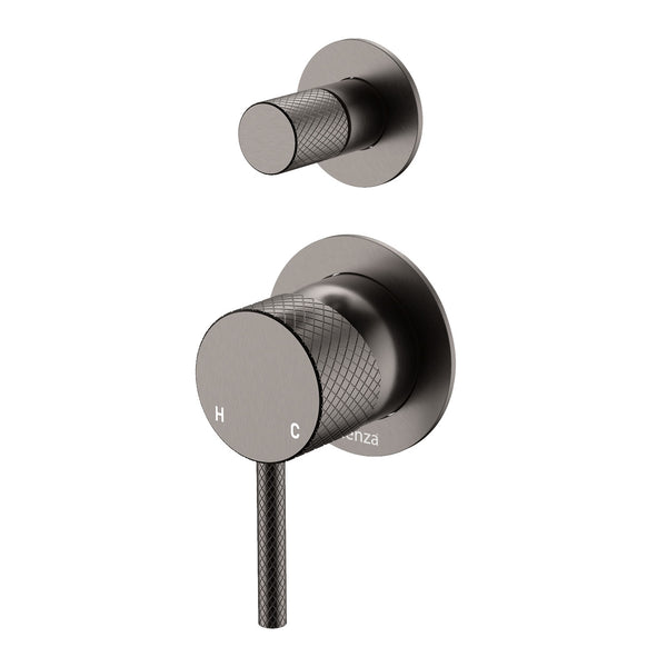 Fienza Axle Wall Diverter Mixer Small Round Plates - Gunmetal