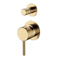 Fienza Axle Wall Diverter Mixer, Small Round Plates - Brushed Gold (Urban Brass)