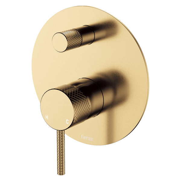 Fienza Axle Wall Diverter Mixer Large Round Plate - Brushed Gold (Urban Brass)