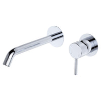 Fienza Axle Wall Basin/Bath Mixer Set, Round Plates, 200mm Outlet - Chrome