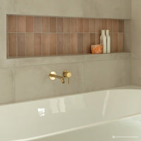 Fienza Axle Wall Basin/Bath Mixer Set, Round Plates, 200mm Outlet - Brushed Gold (Urban Brass)