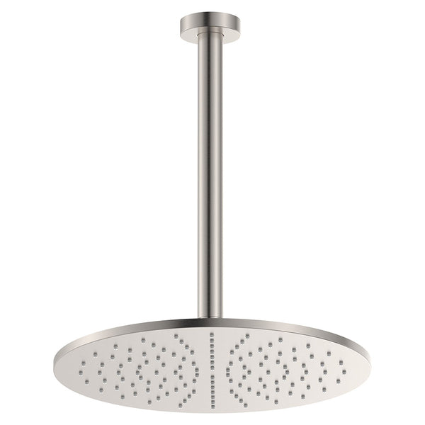Fienza Empire Slim Ceiling Shower Head and Arm Set 303mm Head, 300mm Arm - Brushed Nickel