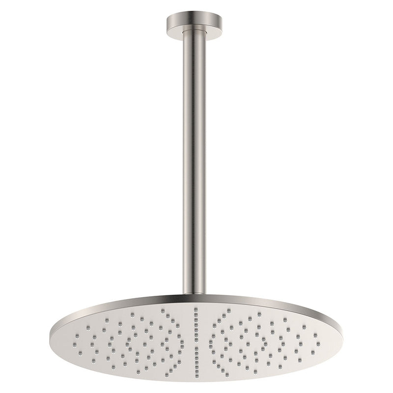 Empire Slim Ceiling Shower 300mm Head, 350mm Drop, Brushed Nickel