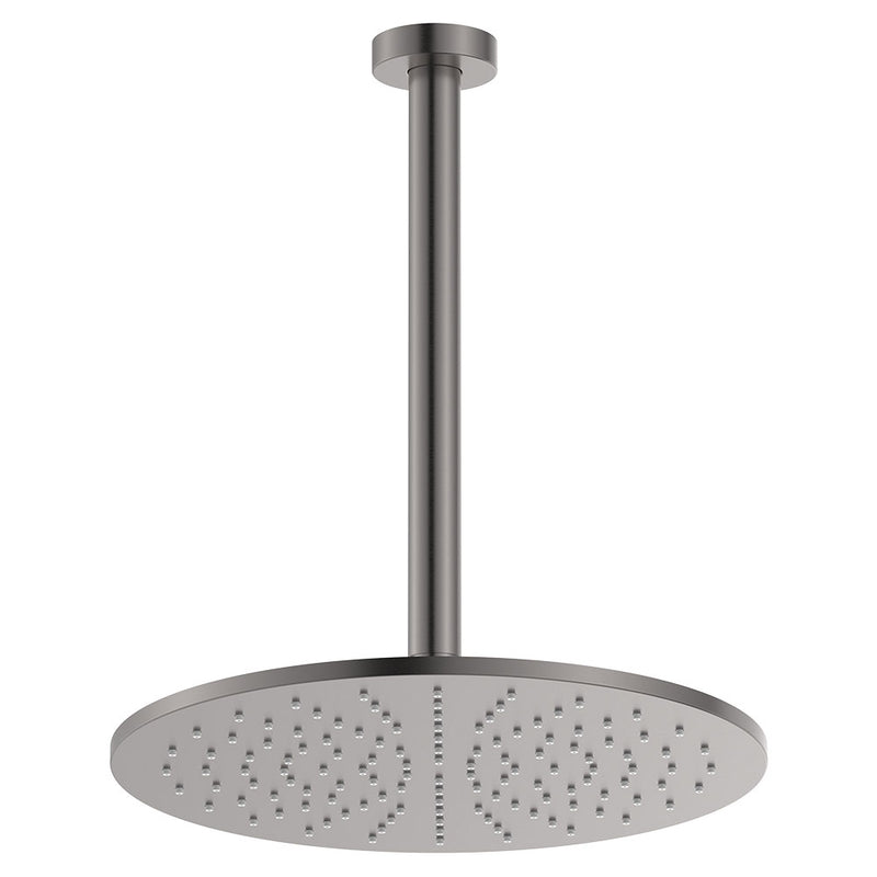 Empire Slim Ceiling Shower 300mm Head, 350mm Drop, Gun Metal