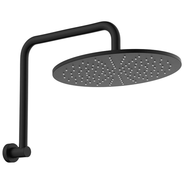 Fienza Empire Slim Gooseneck Shower Head and Arm Set - Matte Black