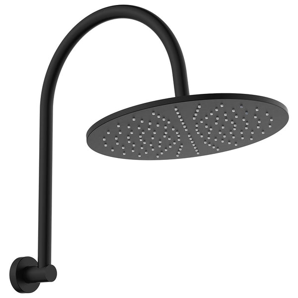 Fienza Empire Slim Curved Shower Head and Arm Set - Matte Black