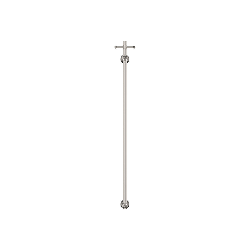 Lillian Vertical Heated Towel Rail, 93 x 1000mm, Brushed Nickel - product view 2