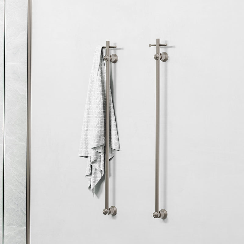 Lillian Vertical Heated Towel Rail, 93 x 1000mm, Brushed Nickel - product view 5