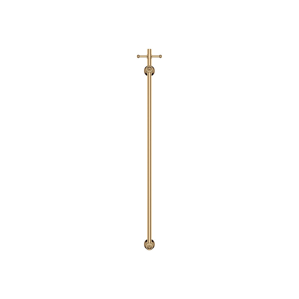 Lillian Vertical Heated Towel Rail, 93 x 1000mm, Urban Brass - product view 2
