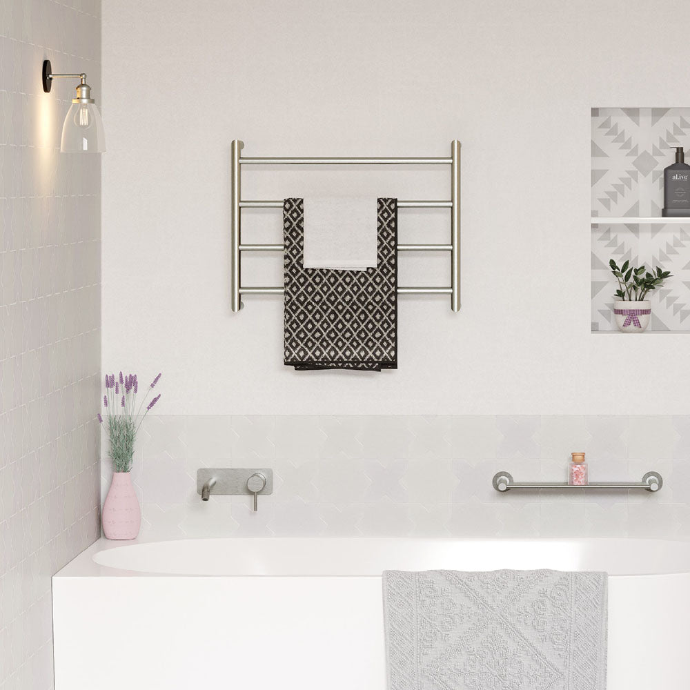 Kaya Heated Towel Rail, 600 x 450mm, Brushed Nickel - product view 5
