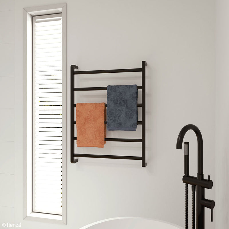 Tono Heated Towel Rail, 600 x 800mm, Matte Black - product view 4