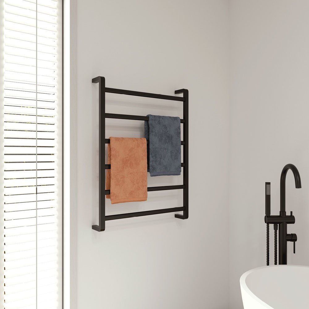 Tono Heated Towel Rail, 600 x 800mm, Matte Black - product view 5