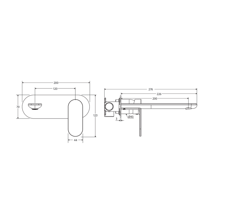 Fienza 234106GM-200-LF measurement drawing in millimetres