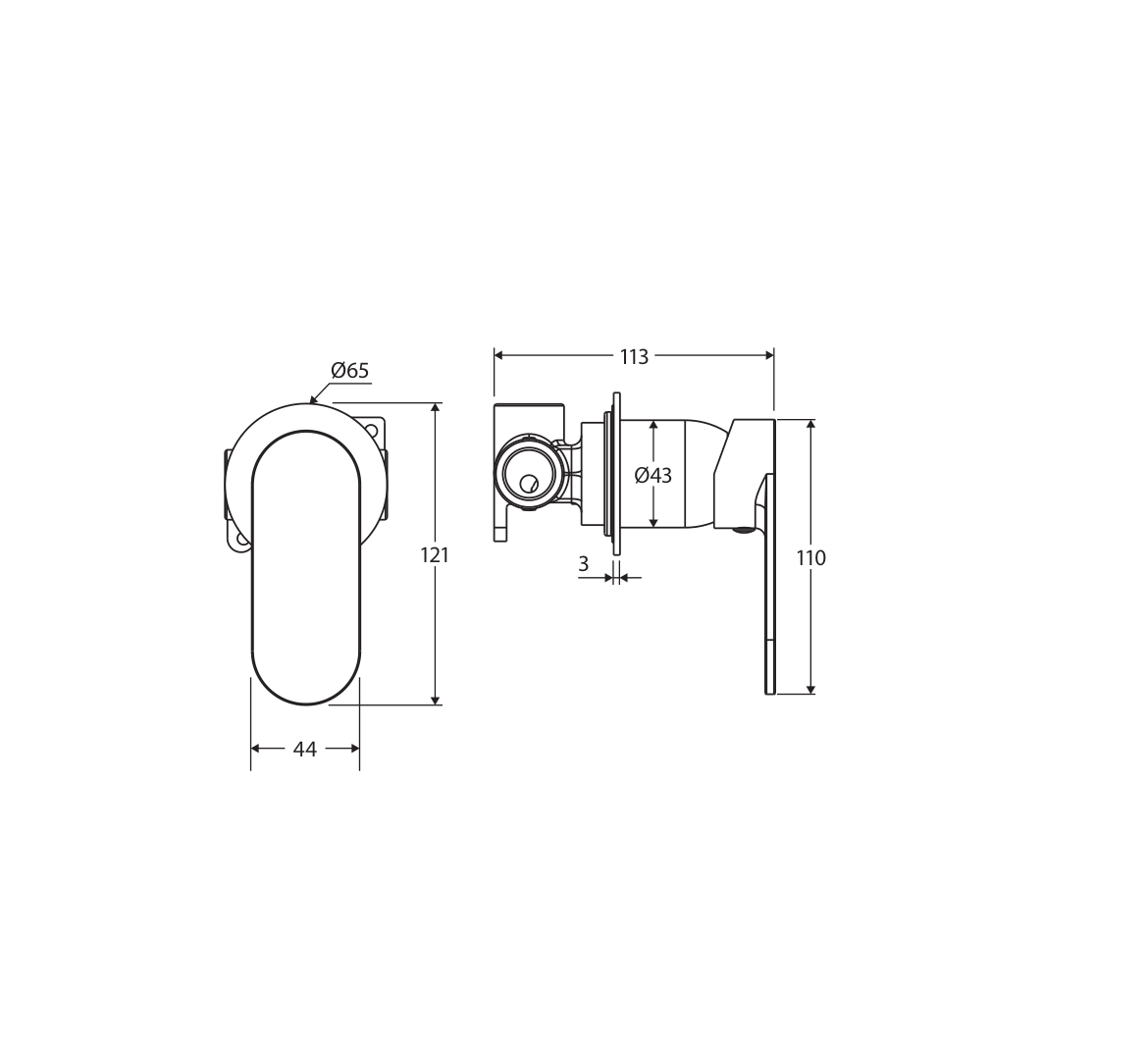Fienza 234101GM-2-LF measurement drawing in millimetres