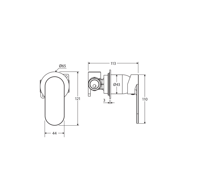 Fienza 234101GM-2-LF measurement drawing in millimetres