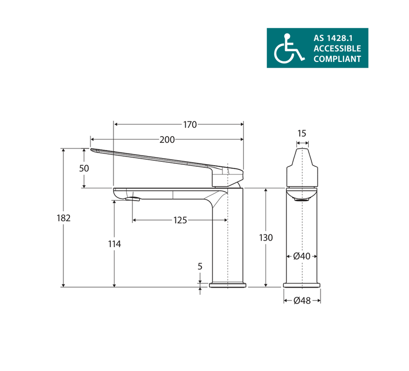 Fienza 234103D-LF, 234103DB-LF, 234103DCO-LF, 234103DBN-LF, 234103DUB-LF measurement drawing in millimetres