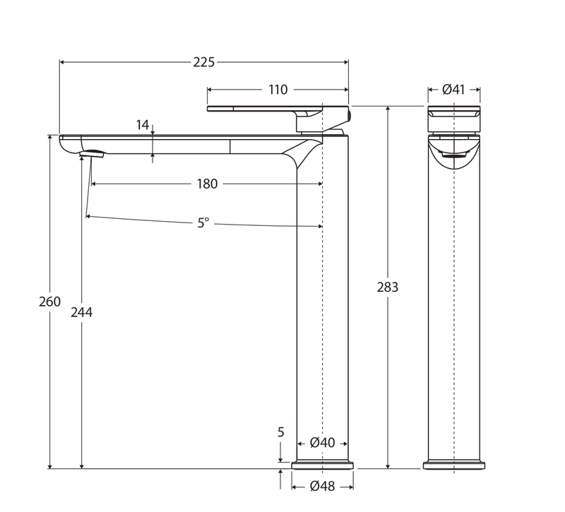 Fienza 234107GM-LF measurement drawing in millimetres