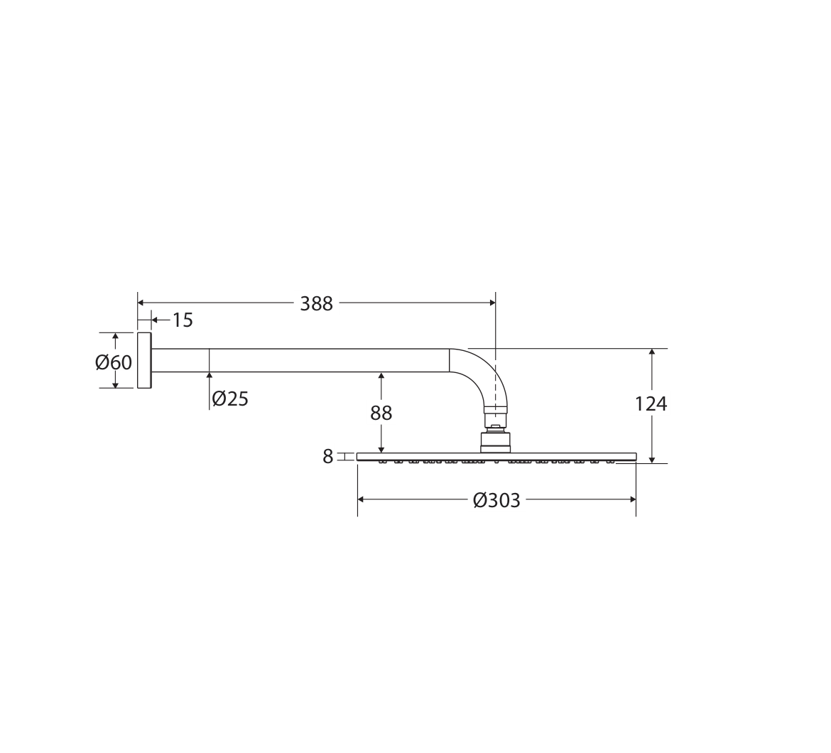Fienza 411109-B, 411109BN-B, 411109GM-B, 411109B-B, 411109UB-B, 411109CO-B measurement drawing in millimetres