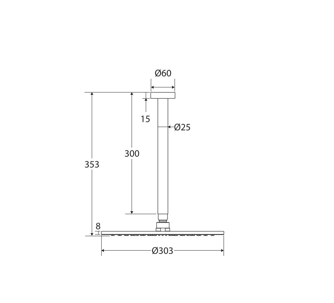 Fienza 411109-C, 411109B-C, 411109BN-C, 411109GM-C, 411109UB-C measurement drawing in millimetres