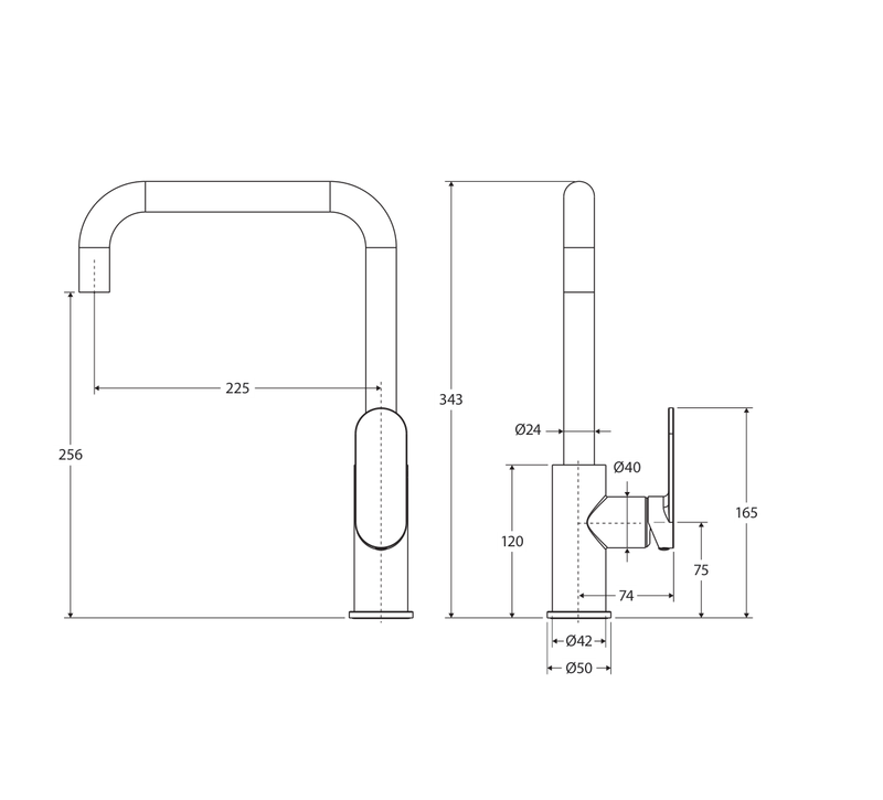 Fienza 234105GM-LF measurement drawing in millimetres