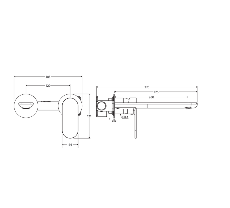Fienza 234104GM-200-LF measurement drawing in millimetres