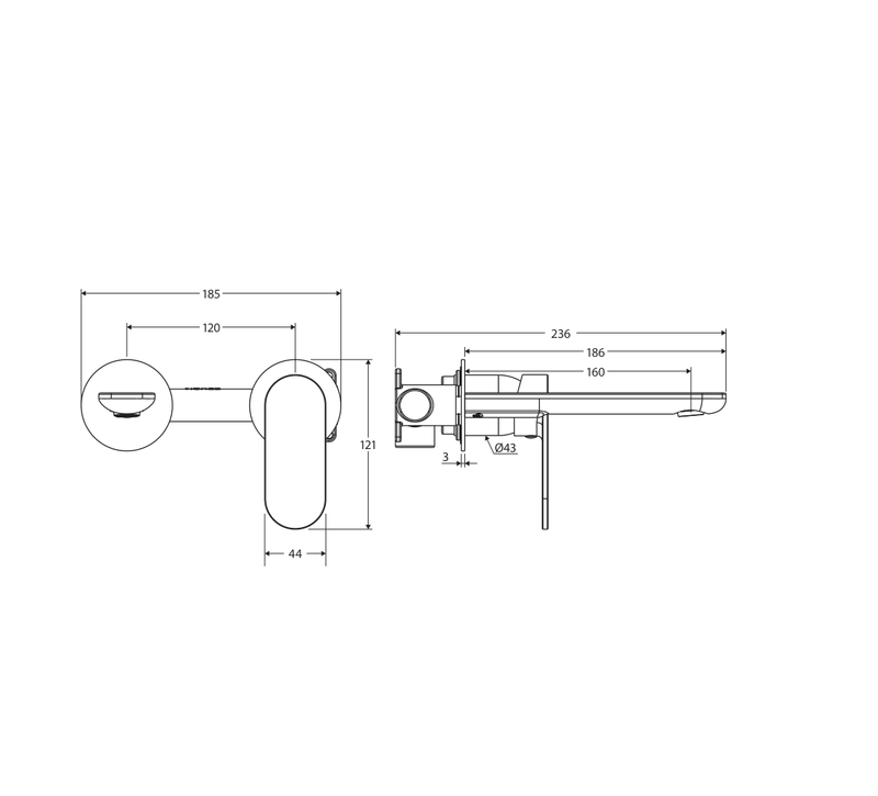 Fienza 234104GM-LF measurement drawing in millimetres